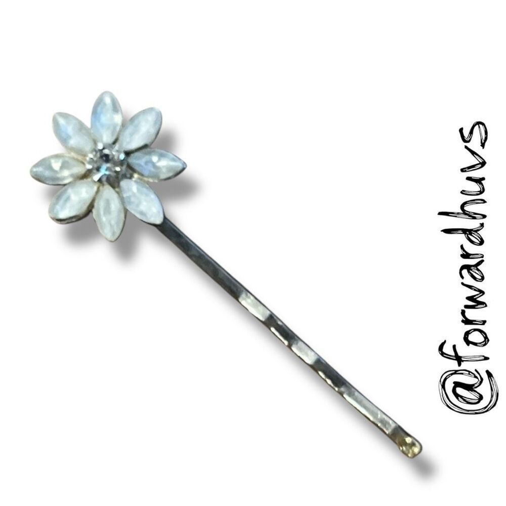 Bundle Sale 3 for $15 | Floral Bobby Pin Pearlized Petals & Rhinestone Center